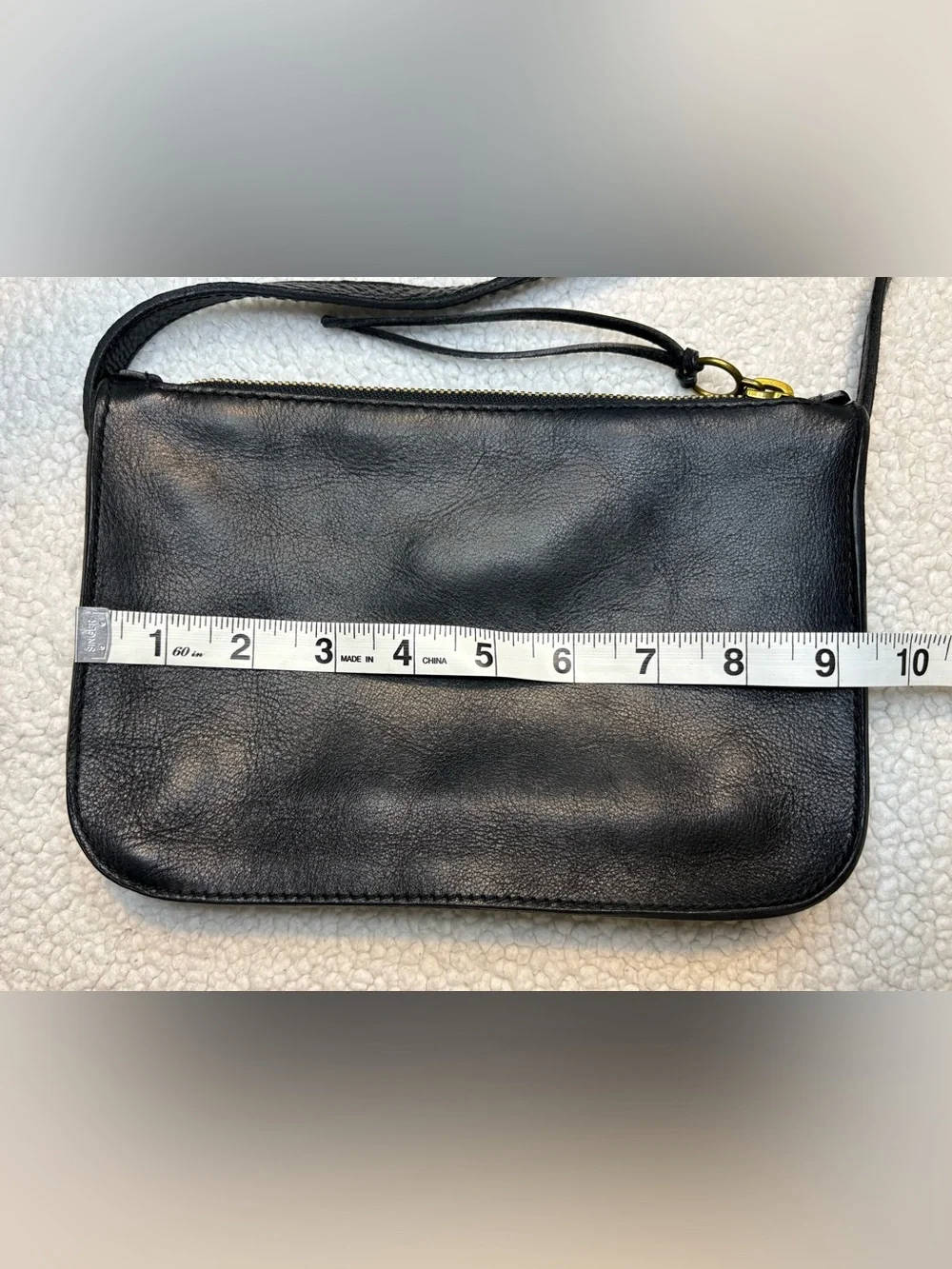 Madewell Black Leather Crossbody Bag Adjustable Strap Zip Top Purse